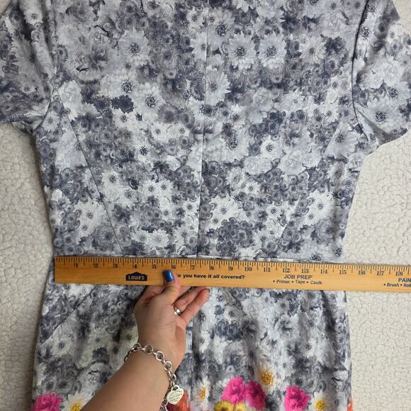 Talbots 6P Floral Cotton Square neckline Classy Dopamine happy dress Bodycon Zip - Picture 8 of 15